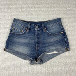 Levi's Womens 501 Jean Shorts Size 26 Light Wash Denim Cut Off Style Button Fly